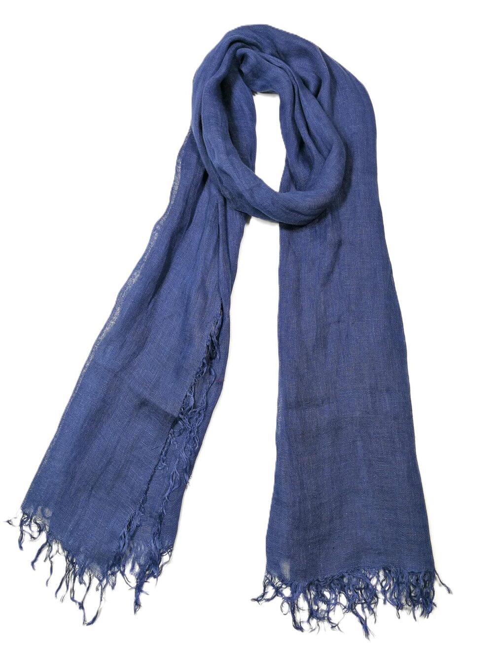 6354 Unisex 100% Linen Scarves and 71"x22" FrayedEdges-Blue